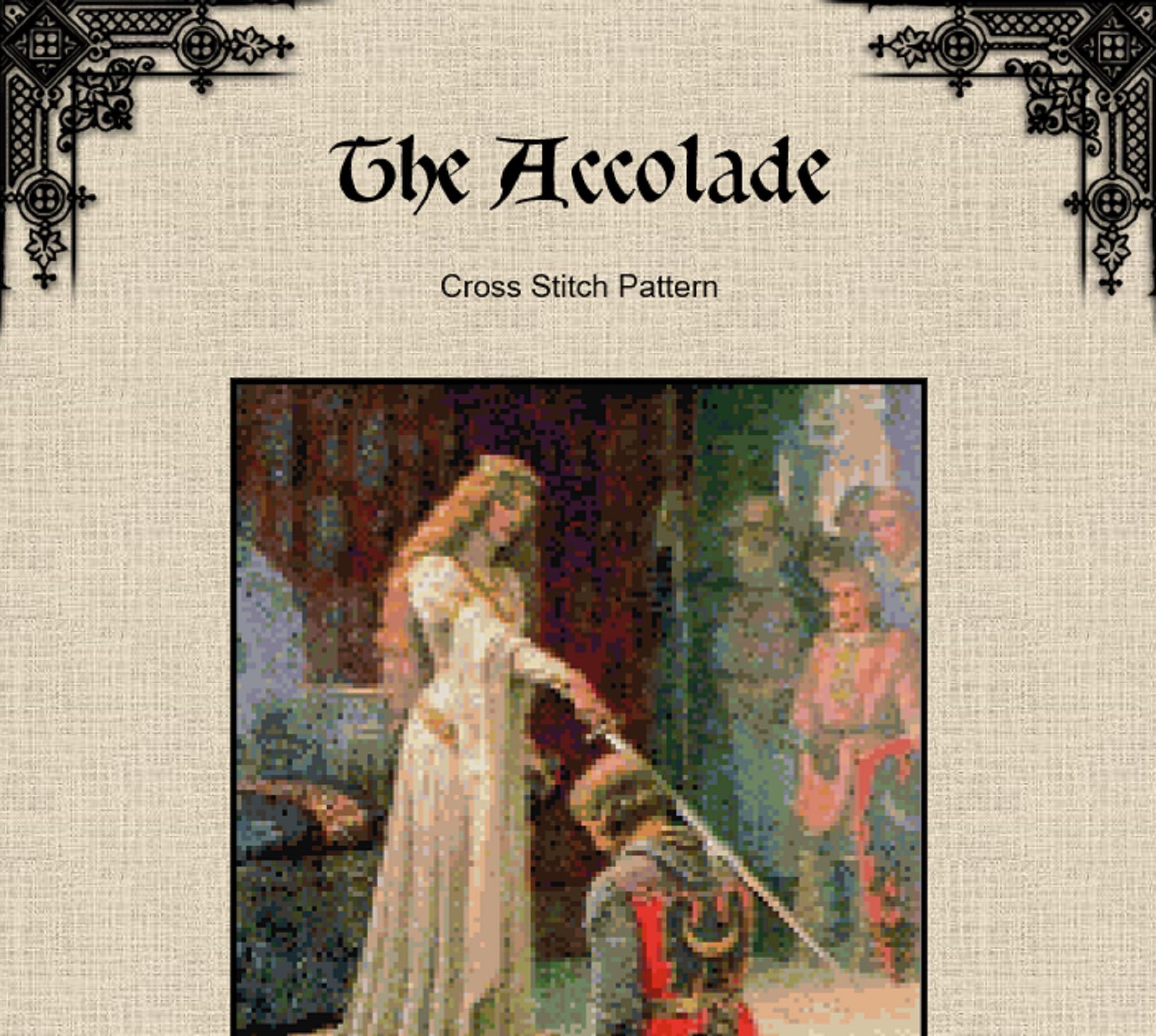 Medieval Knighting Cross Stitch Pattern – The Accolade (PDF) - ADVANCED LEVEL