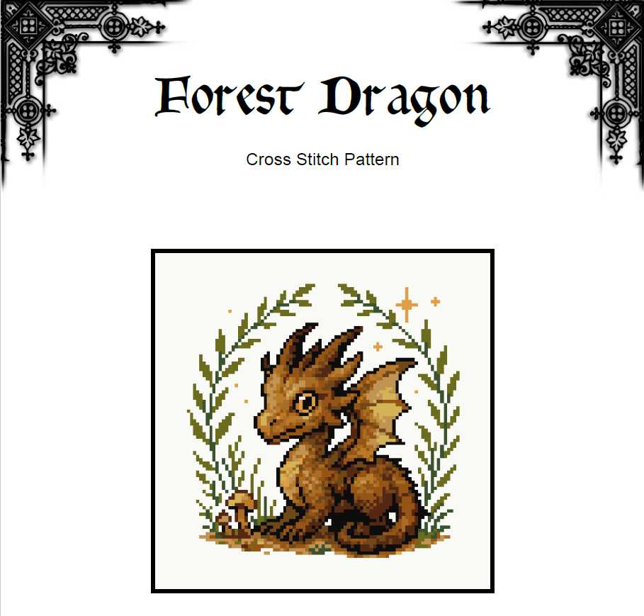 Forest Dragon Cross Stitch Pattern - Part of a Bundle (PDF)