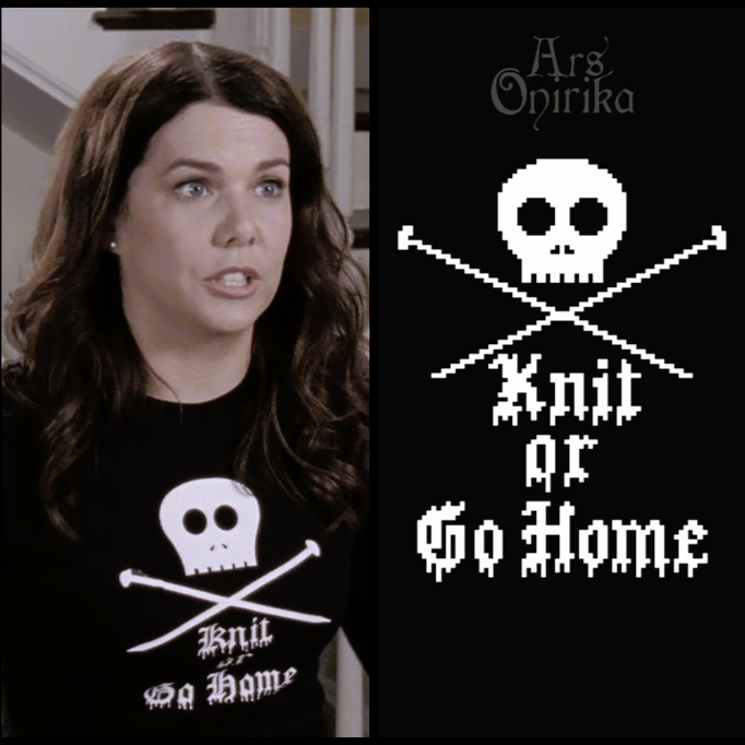 Knit or Go Home Cross Stitch Pattern | Gothic Knitting Quote (PDF) - EASY LEVEL