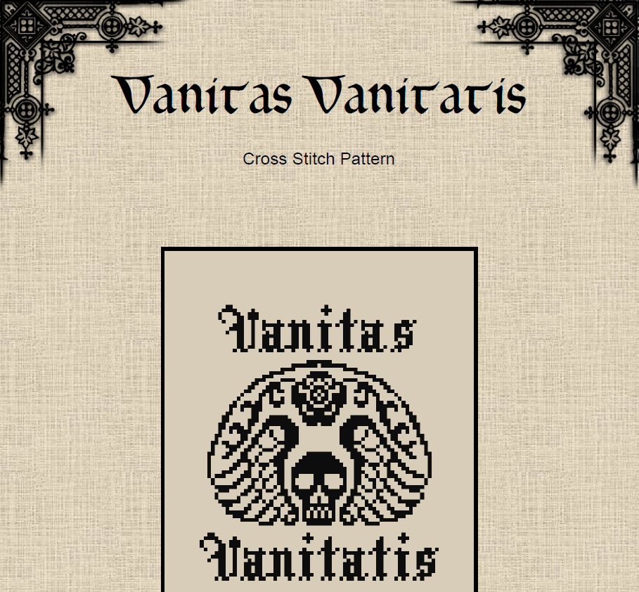 Vanitas Vanitatis Cross Stitch Pattern – Medieval Embroidery Art (PDF) - EASY LEVEL