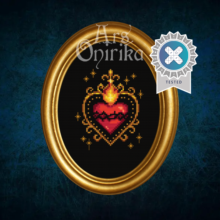 Sacred Heart Cross Stitch Pattern – Ex-Voto Embroidery (PDF) - EASY LEVEL