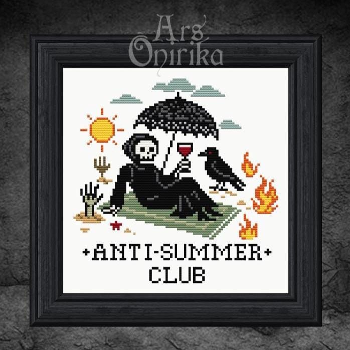 Anti Summer Club Cross Stitch Pattern - Grim Reaper (PDF) - EASY LEVEL