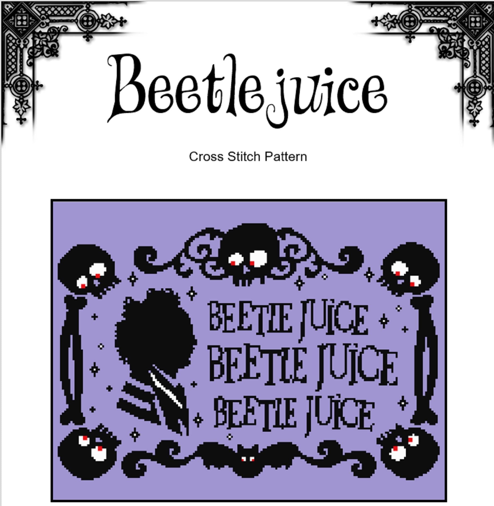 Beetle Juice Creepy Cross Stitch Pattern - Nightmare Burton Halloween (PDF) - EASY LEVEL