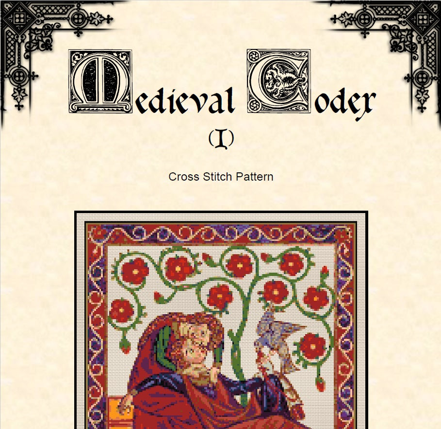 Medieval Codex Cross Stitch Pattern – Illuminated Manuscript (PDF) - INTERMEDIATE LEVEL