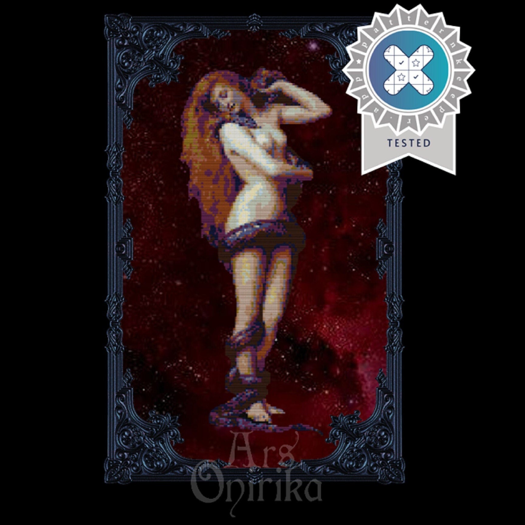 Lilith Cross Stitch Pattern - Dark Goddess - INTERMEDIATE LEVEL