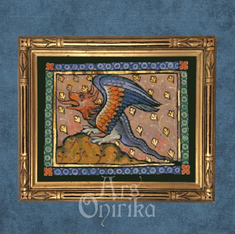 Medieval Dragon Cross Stitch Pattern – Aberdeen Bestiary (PDF) - INTERMEDIATE LEVEL