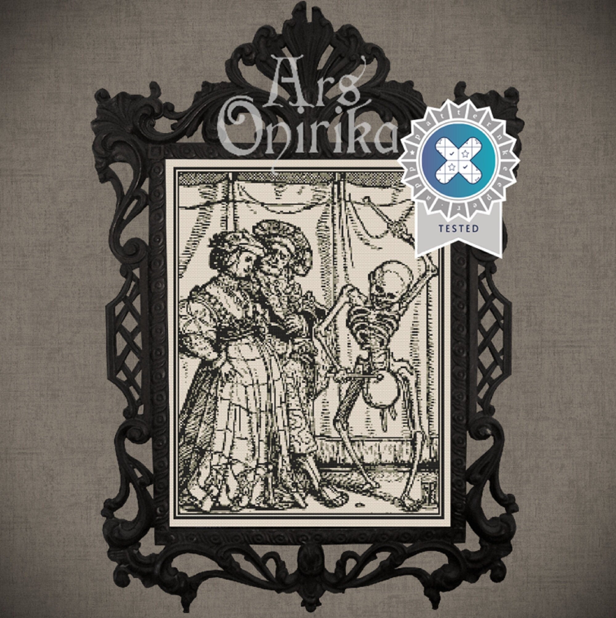 Medieval Cross Stitch Pattern - Death and the Noblewoman (PDF) - INTERMEDIATE LEVEL