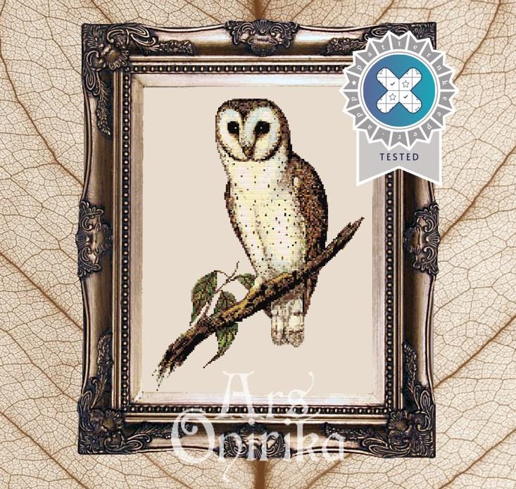Owl Cross Stitch Pattern (PDF) - Botanic Vintage Sampler - INTERMEDIATE LEVEL