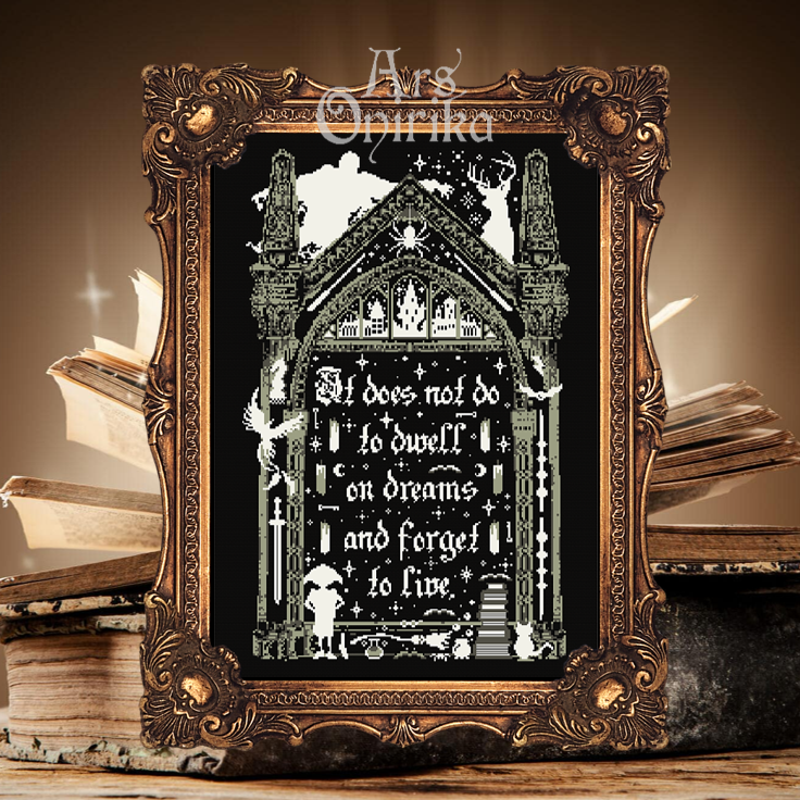Magic Erised Mirror Wizard Quote Cross Stitch Pattern (PDF) - INTERMEDIATE LEVEL
