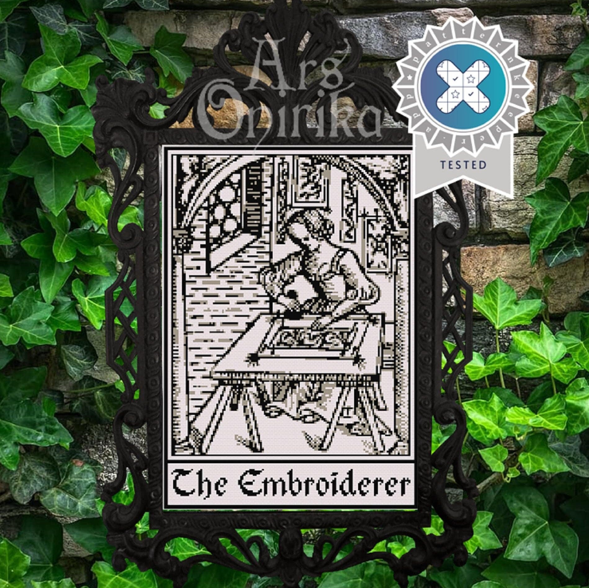 The Embroiderer - Medieval Cross Stitch Pattern (PDF) - Vintage Sampler - INTERMEDIATE LEVEL