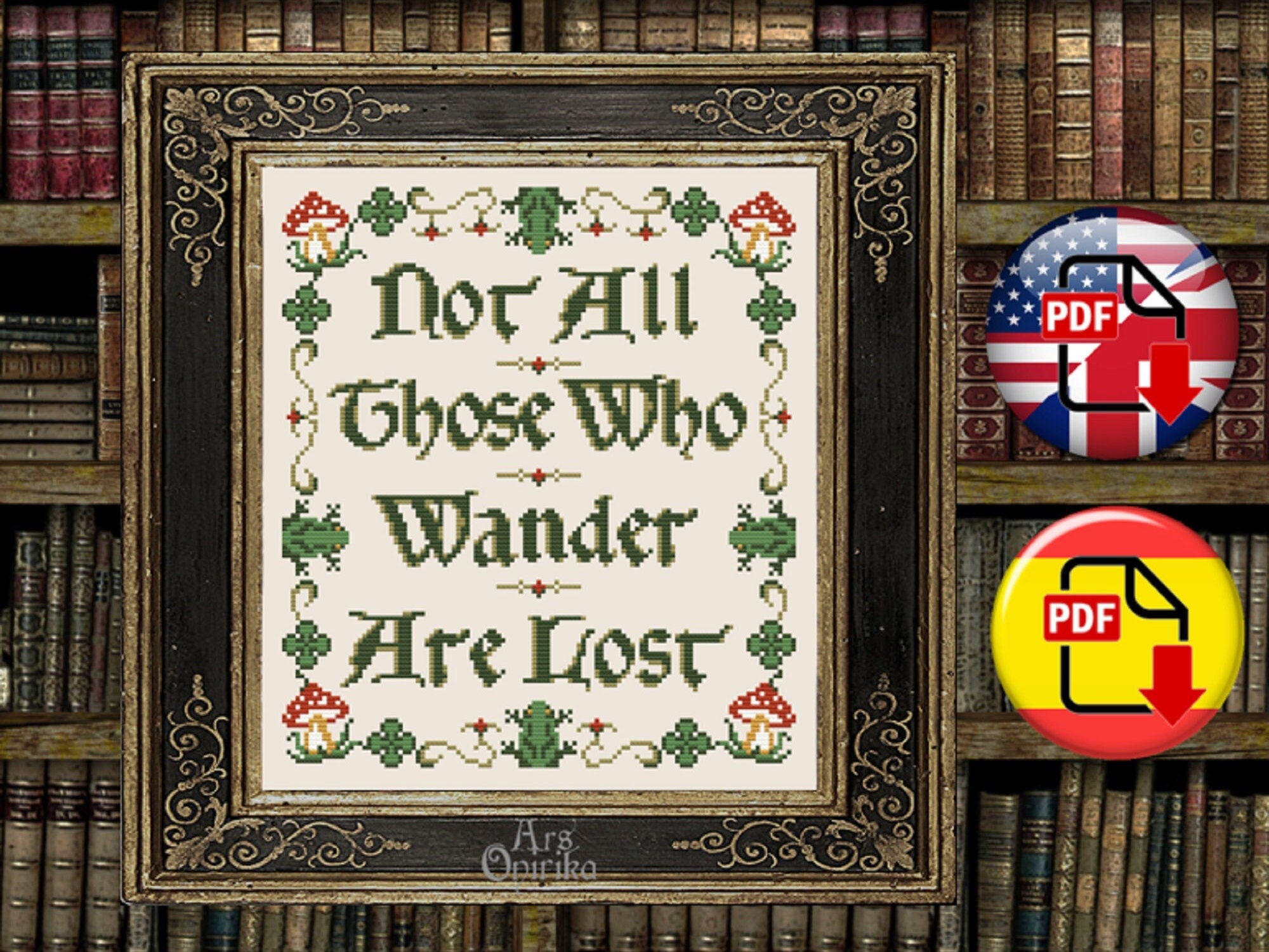LOTR Tolkien Cross Stitch Pattern - Not All Those Who Wander Are Lost (PDF) - EASY LEVEL
