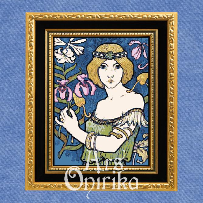 Art Nouveau Woman Cross Stitch Pattern (PDF) - Belle Époque Embroidery - INTERMEDIATE LEVEL