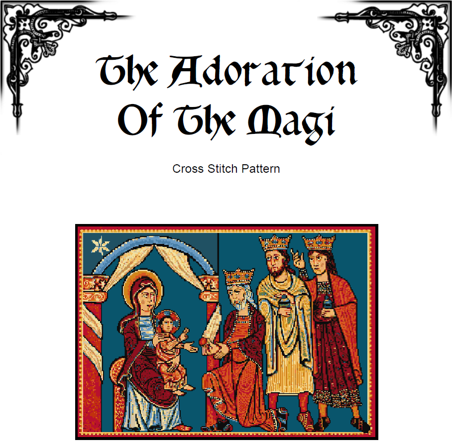 Christmas Cross Stitch Pattern - The Adoration Of The Magi (PDF) - INTERMEDIATE LEVEL