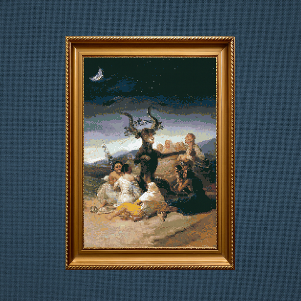 Goya Aquelarre Cross Stitch Pattern (PDF) – Witchcraft Coven Embroidery - ADVANCED LEVEL