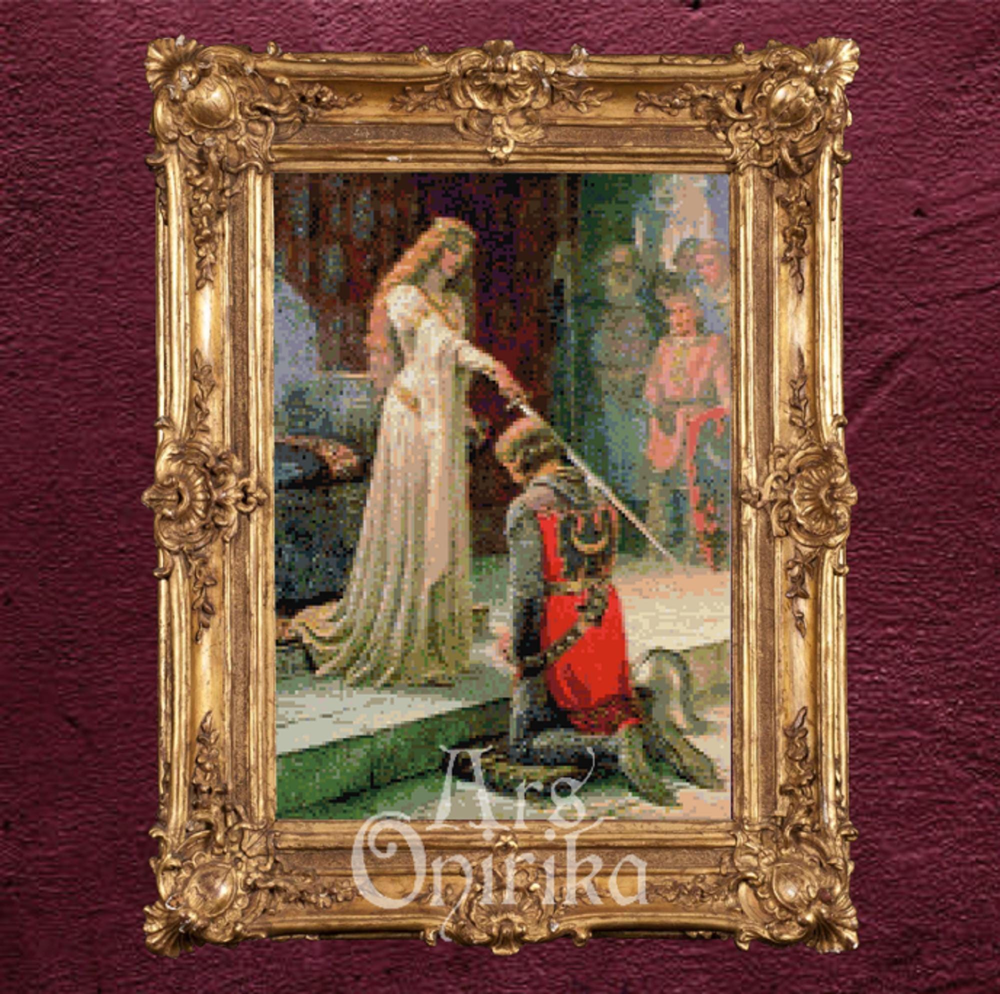 Medieval Knighting Cross Stitch Pattern – The Accolade (PDF) - ADVANCED LEVEL