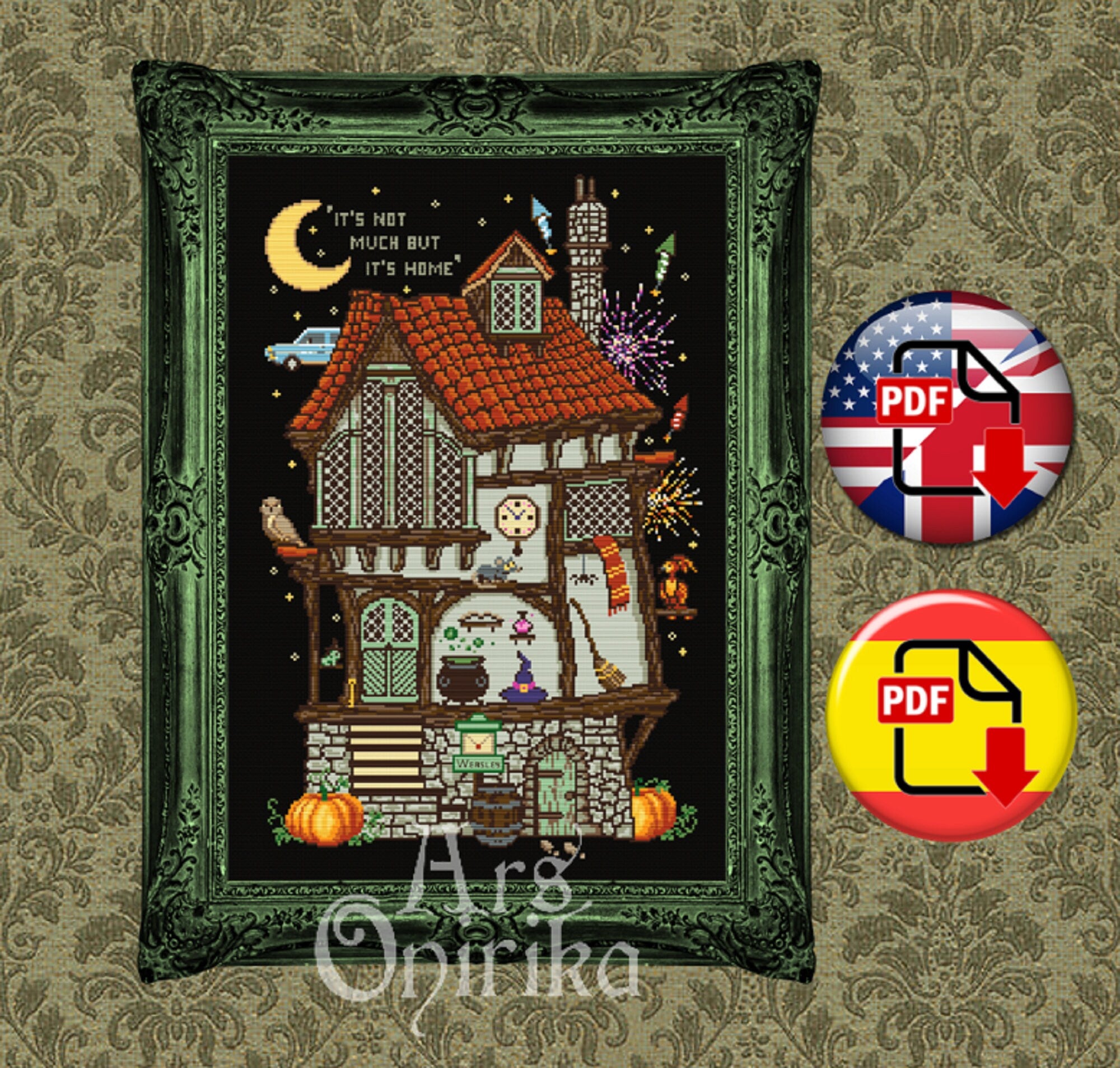 Weasley Cottage Cross Stitch Pattern – The Burrow Magic Embroidery (PDF) - INTERMEDIATE LEVEL