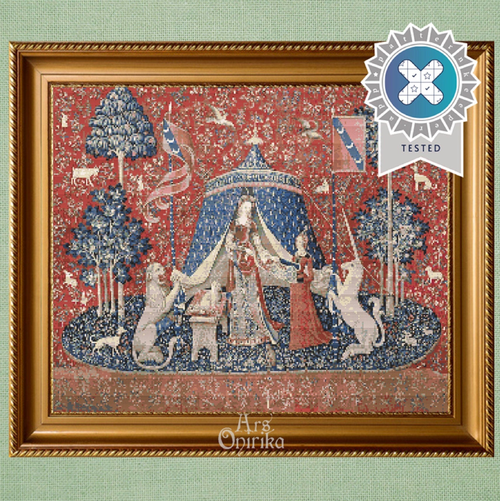 Lady and Unicorn Cross Stitch Pattern - Medieval Tapestry Art (PDF) - ADVANCED LEVEL