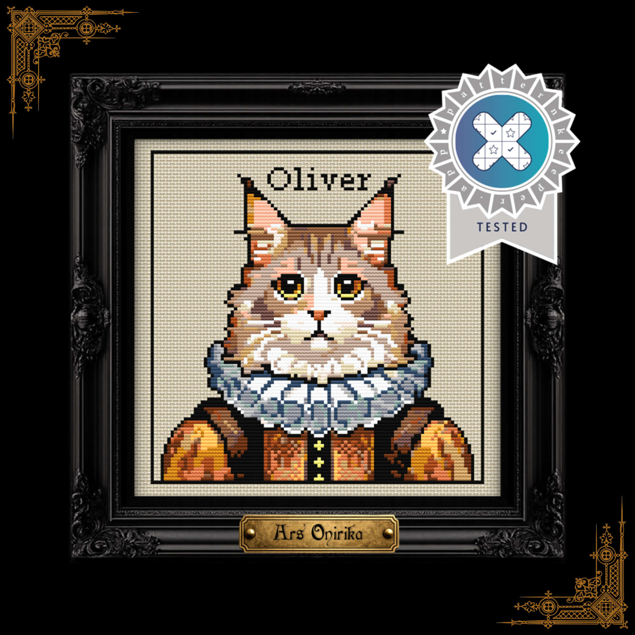 Fluffy Victorian Cat - Cross Stitch Pattern