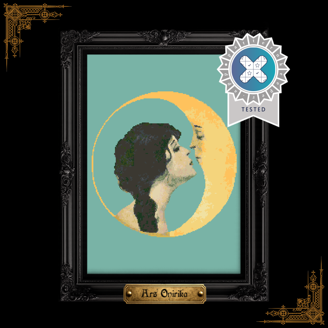 Girl Kissing The Moon - Cross Stitch Pattern