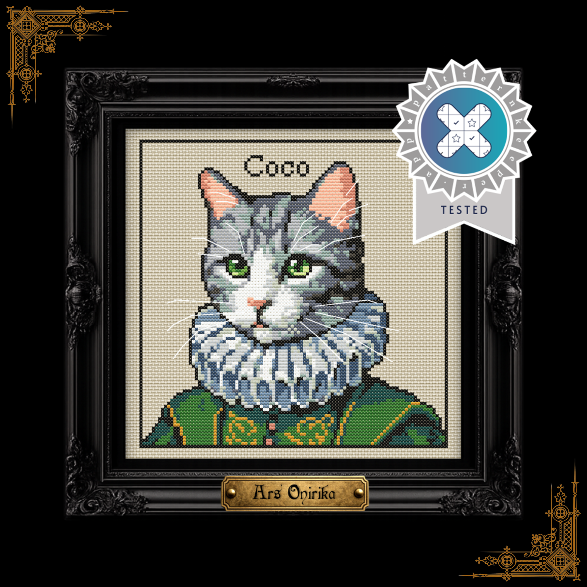 Gray Victorian Cat - Cross Stitch Pattern
