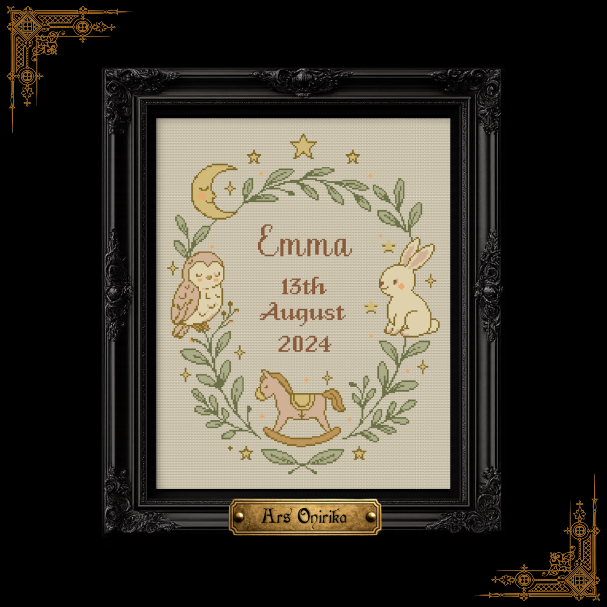 𝐏𝐞𝐫𝐬𝐨𝐧𝐚𝐥𝐢𝐳𝐞𝐝 𝐁𝐢𝐫𝐭𝐡 𝐒𝐚𝐦𝐩𝐥𝐞𝐫 -𝐌𝐎𝐎𝐍𝐋𝐈𝐆𝐇𝐓 𝐍𝐔𝐑𝐒𝐄𝐑𝐘 – 𝐂𝐫𝐨𝐬𝐬 𝐒𝐭𝐢𝐭𝐜𝐡 𝐏𝐚𝐭𝐭𝐞𝐫𝐧