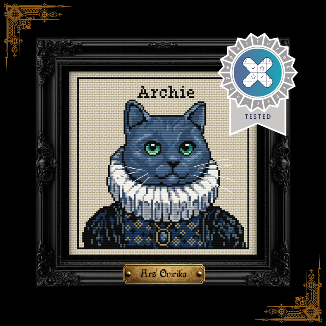 Blue Victorian Cat - Cross Stitch Pattern