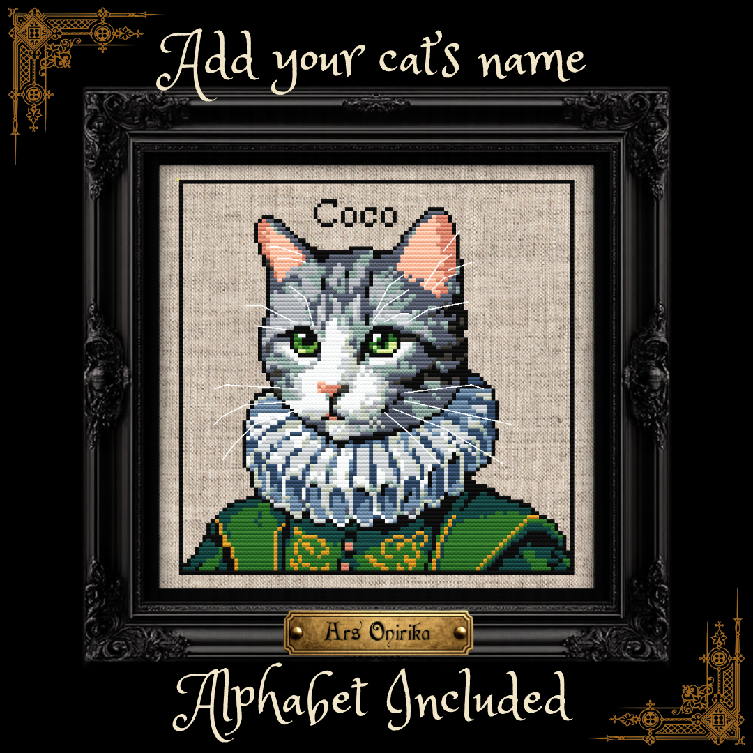 Gray Victorian Cat - Cross Stitch Pattern