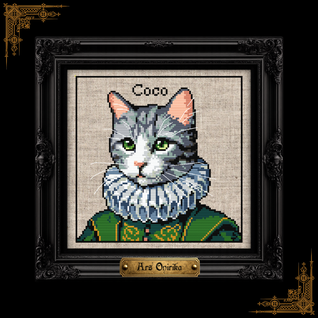 Gray Victorian Cat - Cross Stitch Pattern