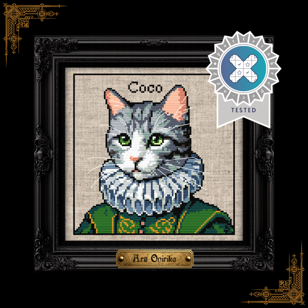 Gray Victorian Cat - Cross Stitch Pattern