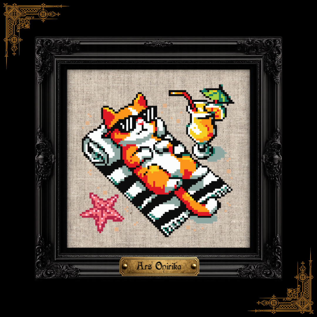 Beach Orange Cat - Cross Stitch Pattern