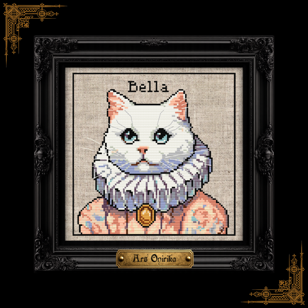 White Victorian Cat - Cross Stitch Pattern
