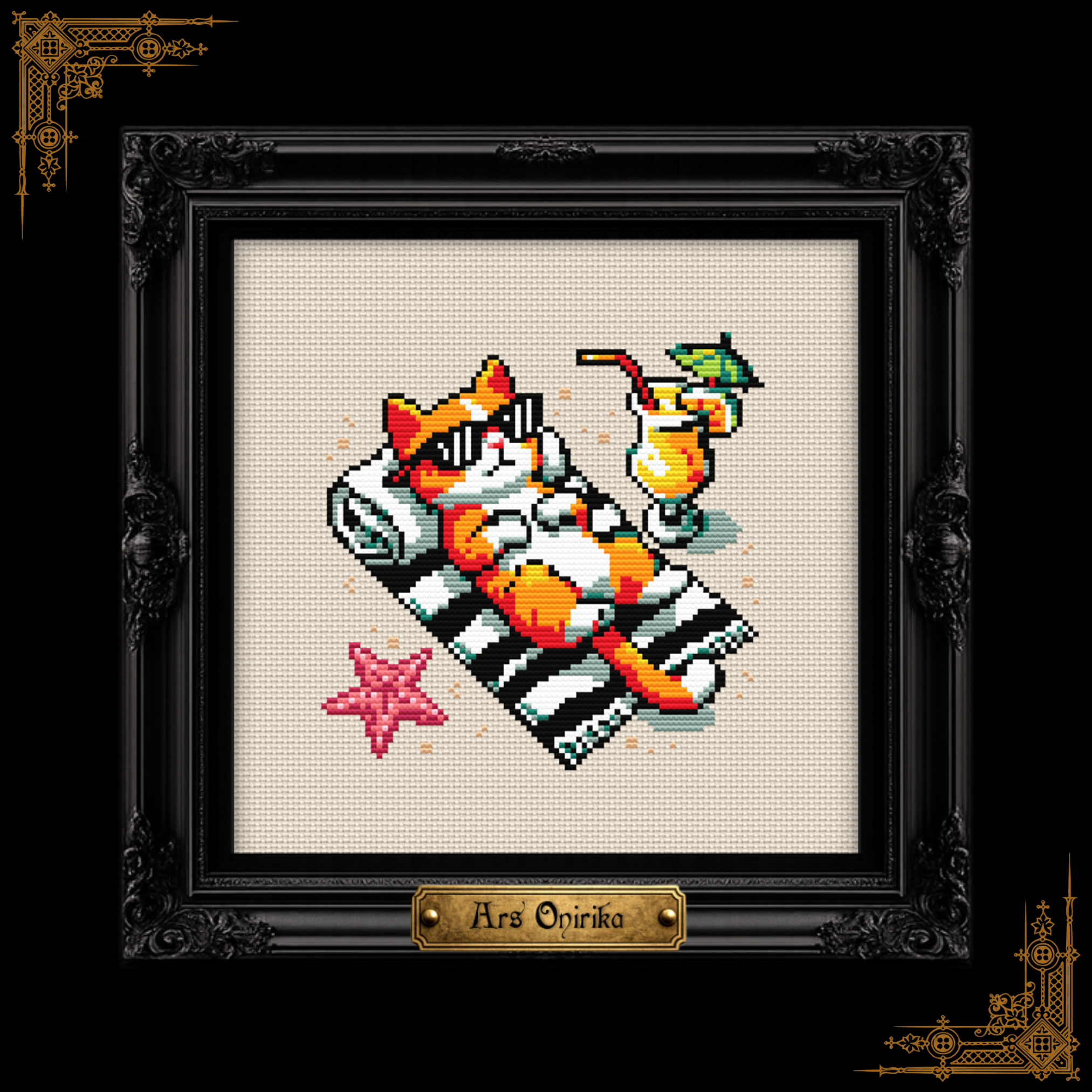 Beach Orange Cat - Cross Stitch Pattern