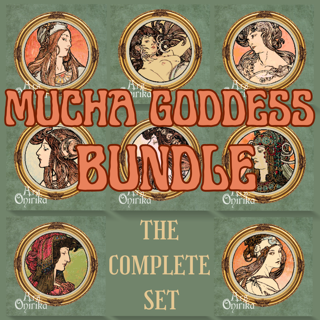 Alphonse Mucha Goddess Cross Stitch Pattern BUNDLE (PDF)