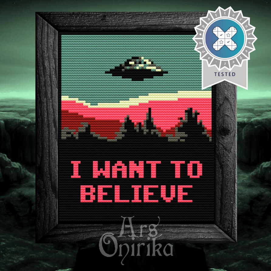 I Want To Believe - Cross Stitch Pattern - EASY LEVEL