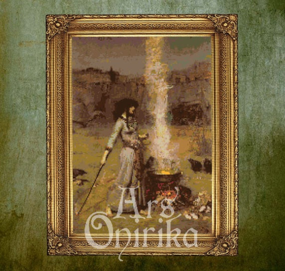 Waterhouse Witch Art Cross Stitch Pattern (PDF) – Magic Circle - ADVANCED LEVEL