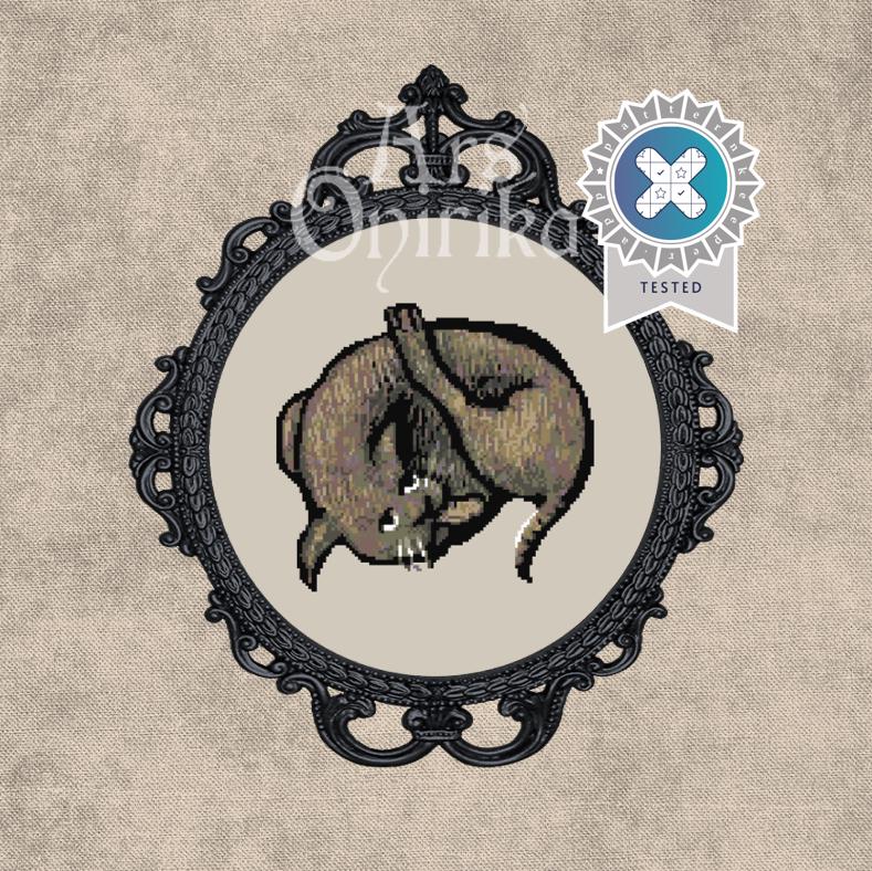 Medieval Cat Cross Stitch Pattern (PDF) – Bestiary Codex Animal - EASY LEVEL