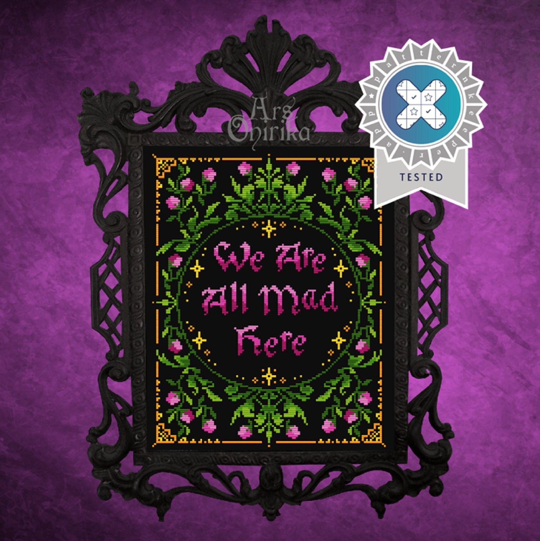 Alice in Wonderland Cross Stitch Pattern - We Are All Mad Here (PDF) - INTERMEDIATE LEVEL