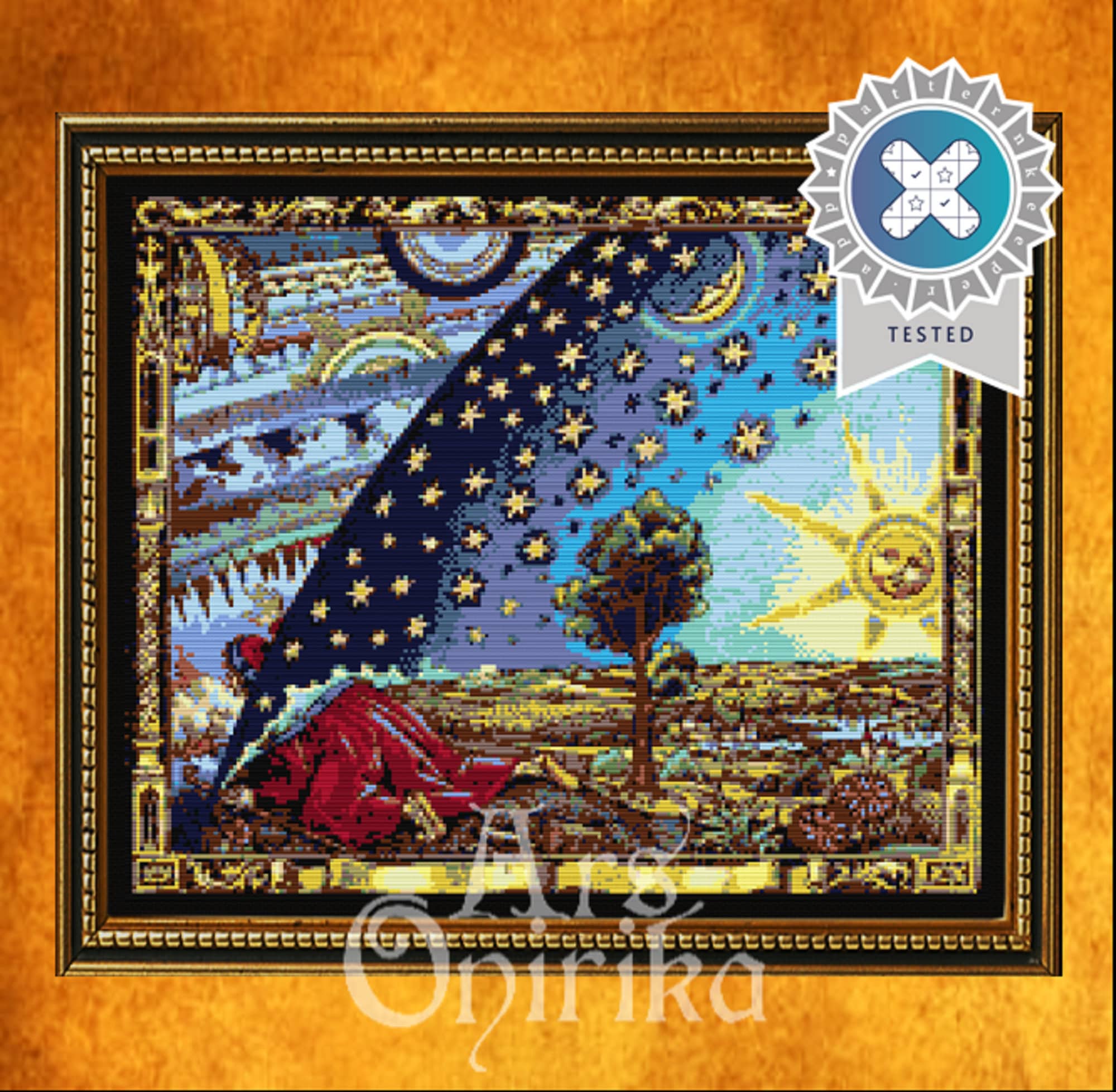 Flammarion Illustration Cross Stitch Pattern (PDF) - Alchemy Astronomy - INTERMEDIATE LEVEL