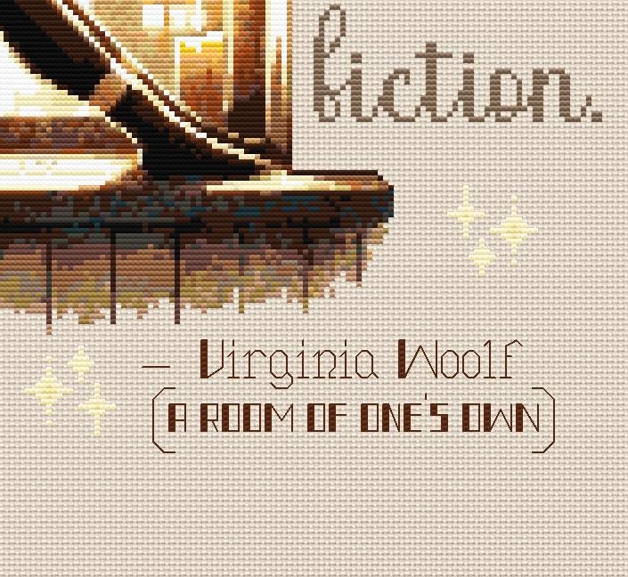 Virginia Woolf Cross Stitch Pattern (PDF) - Feminist Literary Quote - INTERMEDIATE LEVEL