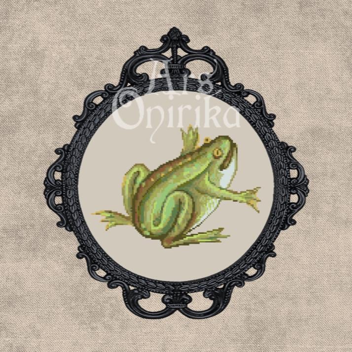 Medieval Frog Cross Stitch Pattern (PDF) – Illuminated Bestiary - EASY LEVEL