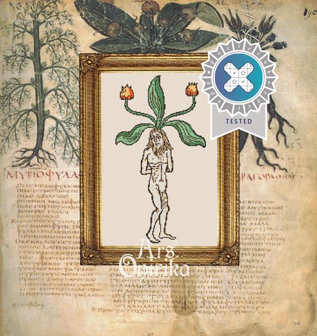 Male Mandrake Root Cross Stitch Pattern – Medieval Botanical (PDF) - EASY LEVEL