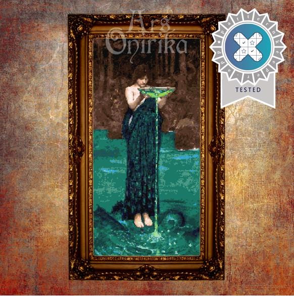 Circe Invidiosa Cross Stitch Pattern - Waterhouse Embroidery - Classical Art Witch - ADVANCED LEVEL