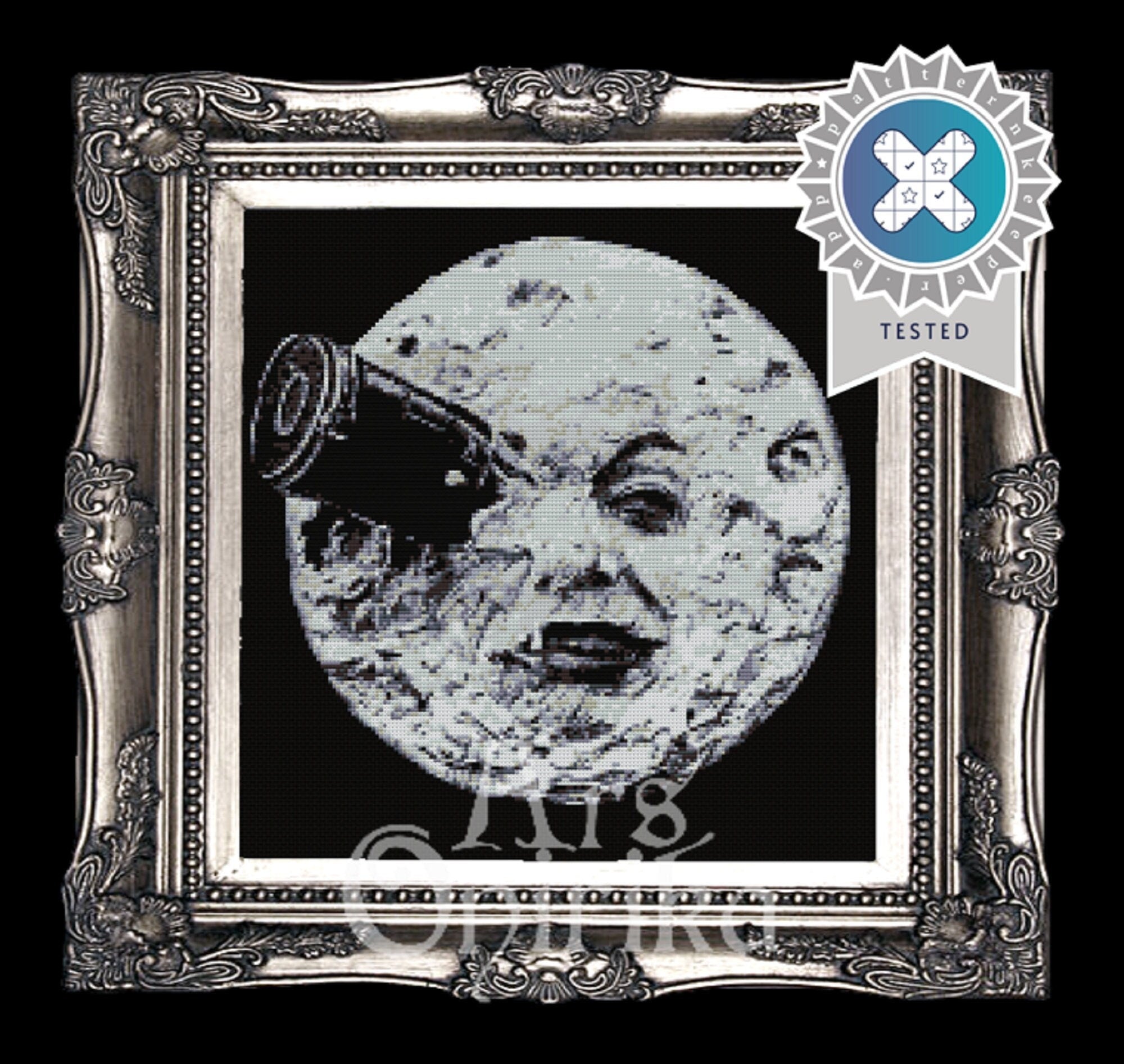 Trip to the Moon Cross Stitch Pattern (PDF) – 1902 Vintage Film - INTERMEDIATE LEVEL