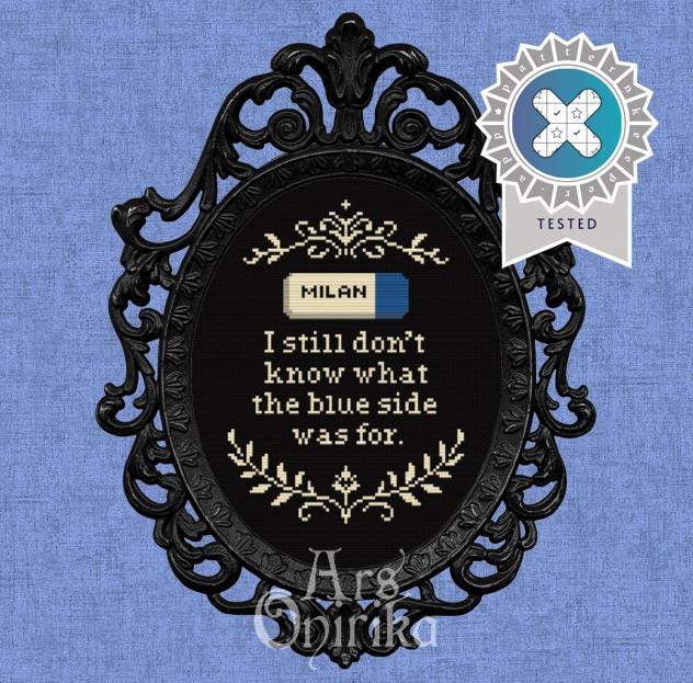 Funny Millennial Cross Stitch Pattern – Milan Eraser Quote (PDF Pattern) - EASY LEVEL