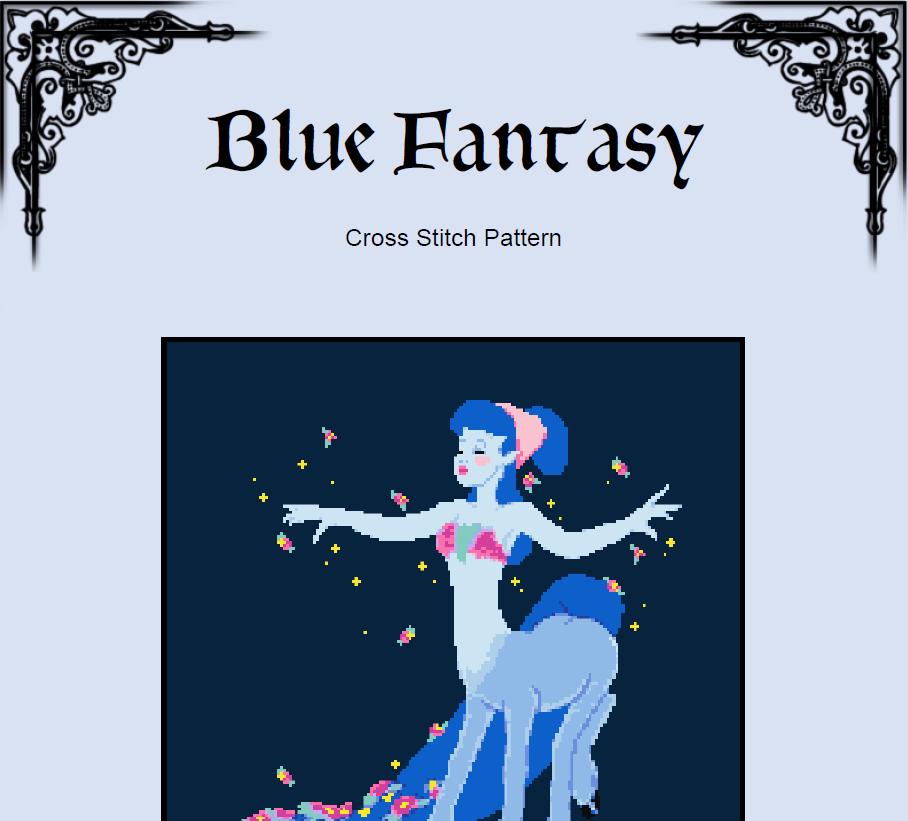 Blue Centaur Lady Cross Stitch Pattern – Fantasy (PDF) - EASY LEVEL