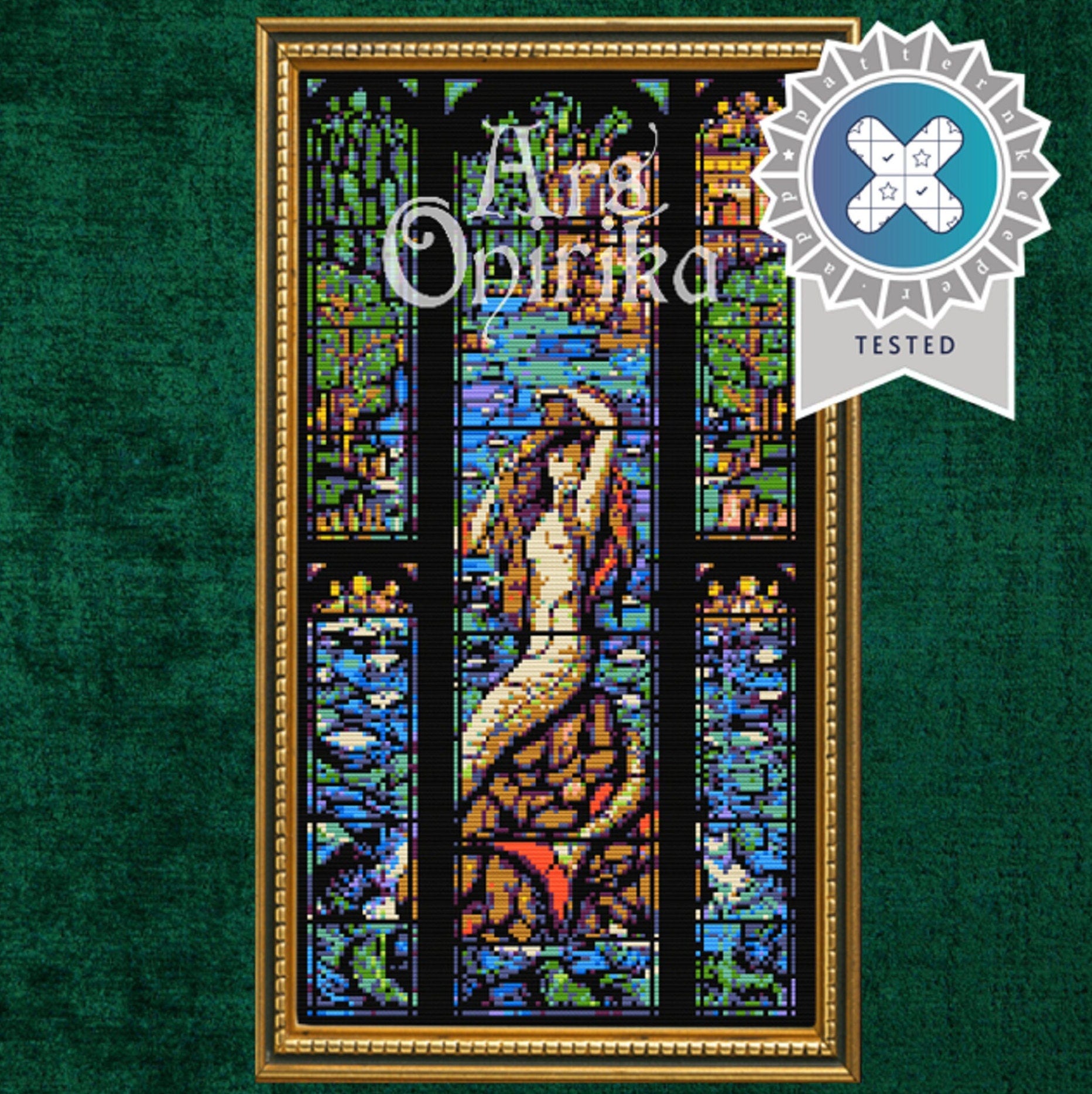 Mermaid Stained Glass Cross Stitch Pattern (PDF) – Wizard World Embroidery - ADVANCED LEVEL