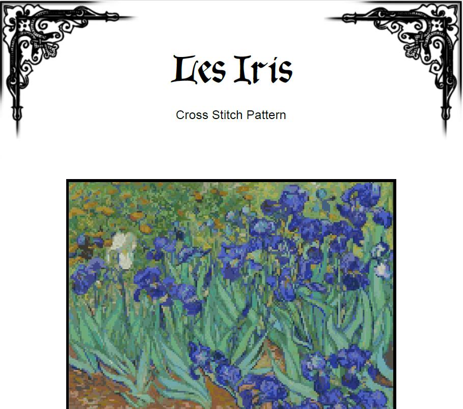 Van Gogh Iris Cross Stitch Pattern – Floral Sampler (PDF Pattern) - ADVANCED LEVEL