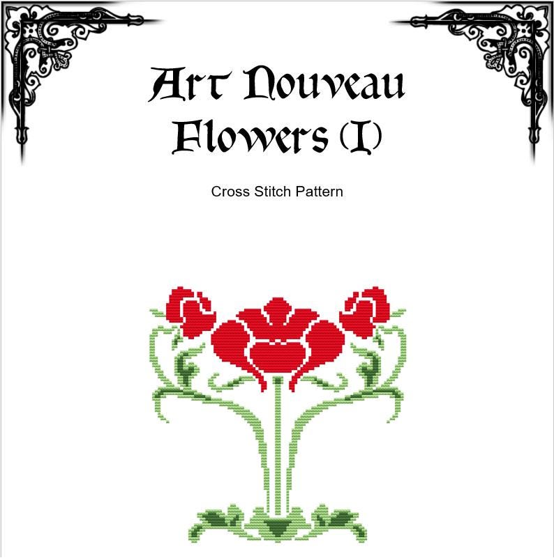 Art Nouveau Floral Cross Stitch Pattern (PDF) - EASY LEVEL