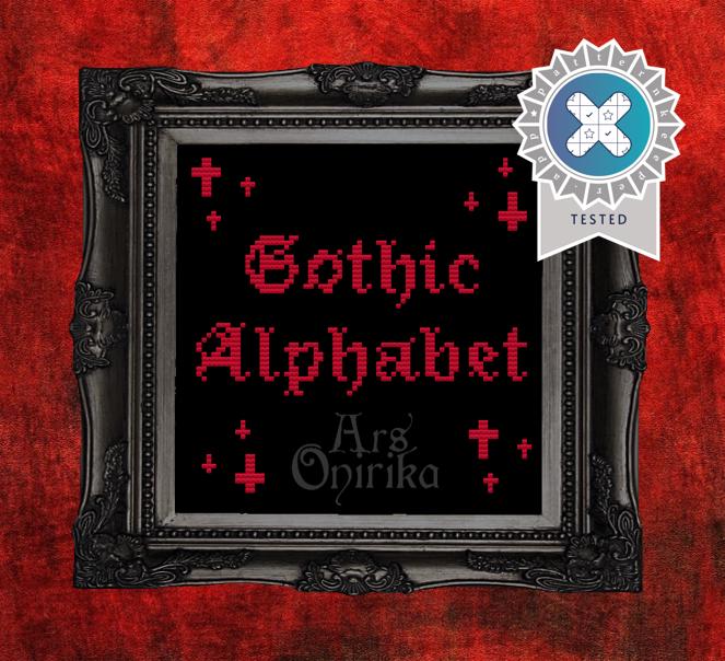Gothic Alphabet Pattern - Cross Stitch Font Chart - EASY LEVEL