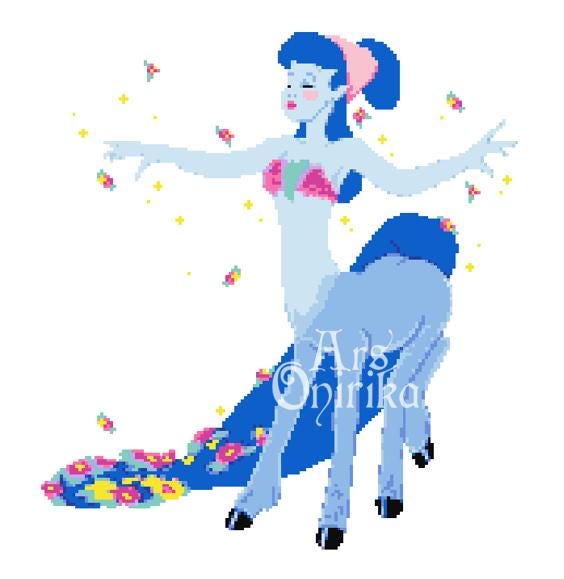 Blue Centaur Lady Cross Stitch Pattern – Fantasy (PDF) - EASY LEVEL